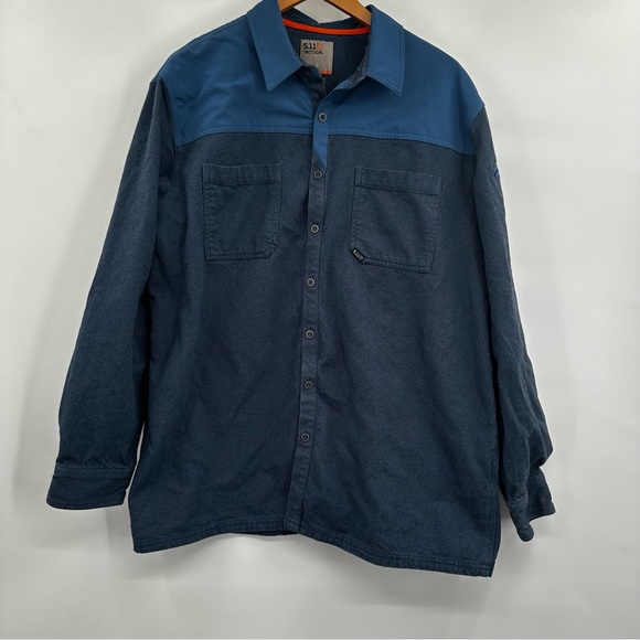 5.11 511 Tactical Shirt Men's XL Blue Long Sleeve Snap Button Up Cotton Pockets - Picture 2 of 6